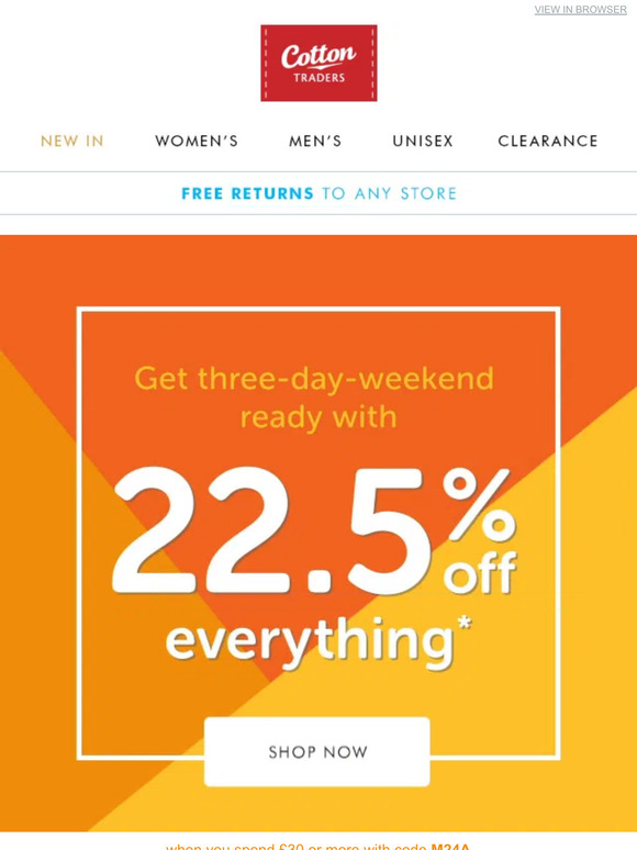 Cotton Traders Get 22.5 OFF (almost) everything! 🙌 Milled