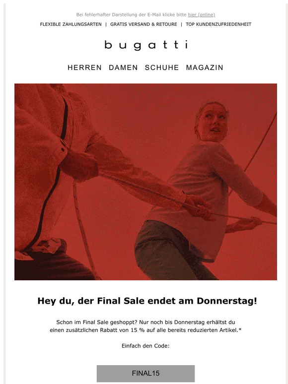 Hey du, 15 % Extrarabatt warten auf dich!