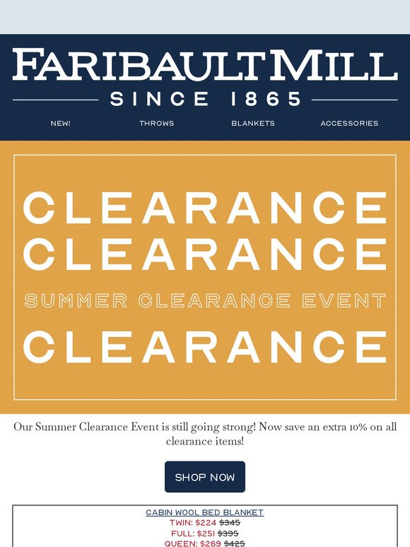 Save an Extra 10% on All Clearance!