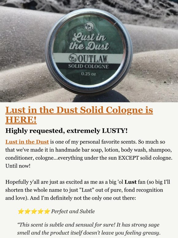 Lust in the Dust is now available as SOLID COLOGNE! 🥳