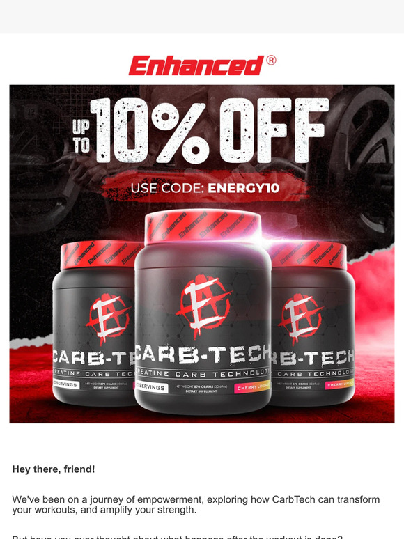 Unleash your all-day potential with CarbTech + Final 10% Off!