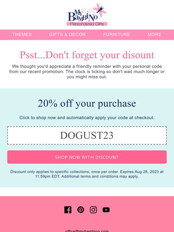 mybambino: Expiring soon: Don't forget to use your coupon | Milled