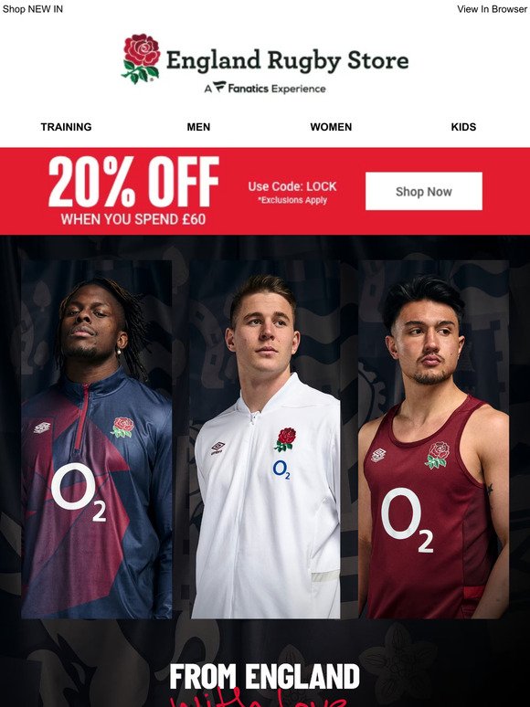 England Win! 20% Off When You Spend £60 >>