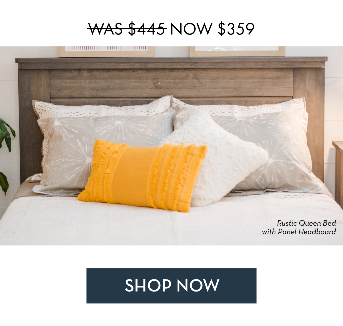 Rustic Queen Bed with Panel Headboard - shop now