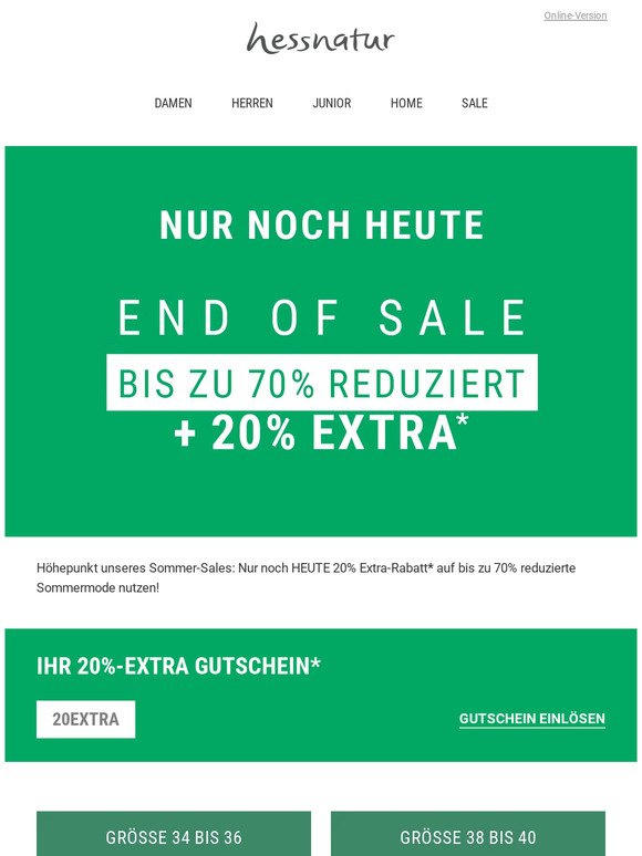 Letzter Tag ⏳ Sale + 20% EXTRA-Rabatt