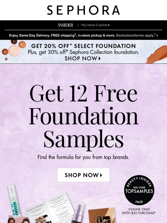 FREE foundation samples inside 👀 (with $35 min. spend)