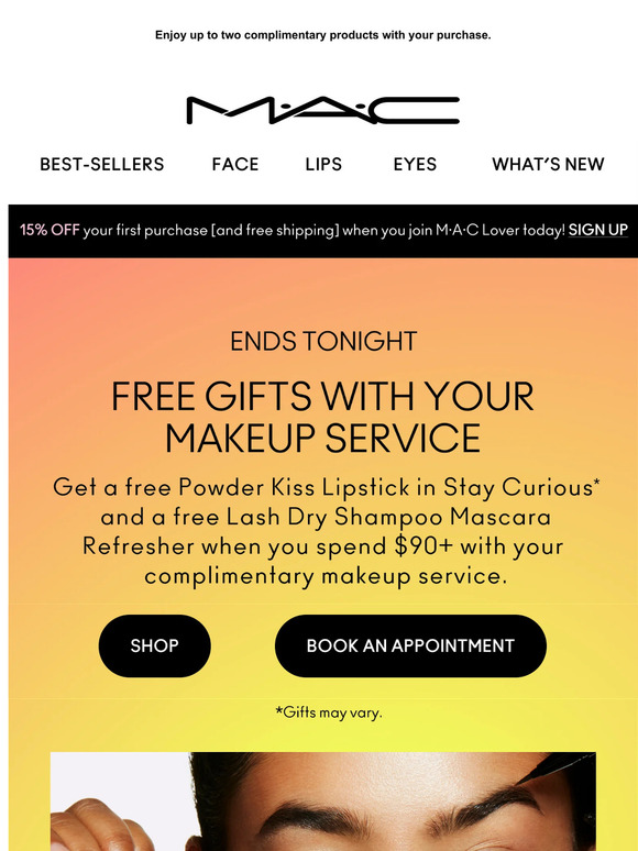 Ends Tonight: FREE gifts with your makeup service