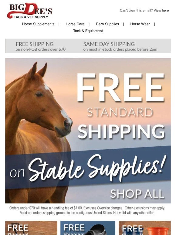 Flash Deal! FREE Shipping on Stable Supplies