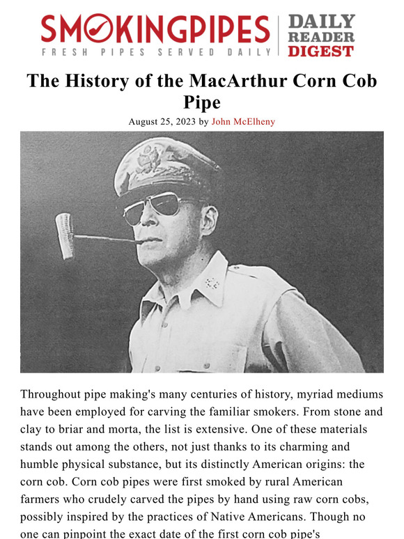 Smokingpipes.com: The History Of The Macarthur Corn Cob Pipe 