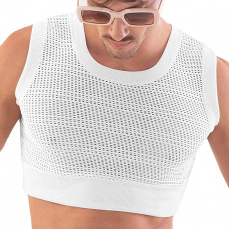 T-Shirt Crop Luz Mesh Blanc