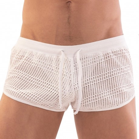 Barcode Short Aachet Mesh Blanc
