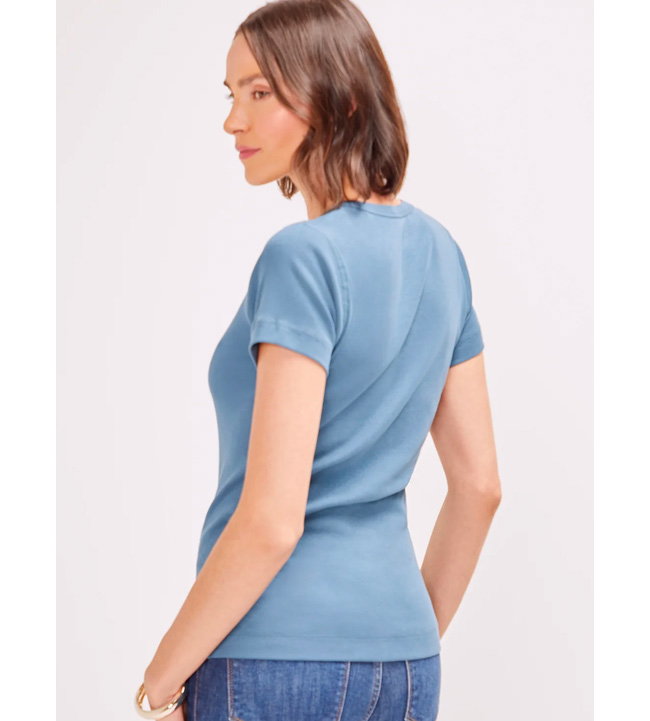 Shop Essential Heritage Knit Scoop Neck Tee | Real Teal