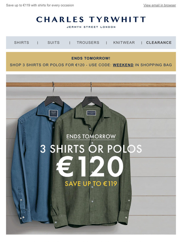 Every Shirt, Every Dress Code! Mix & Match 3 for €120
