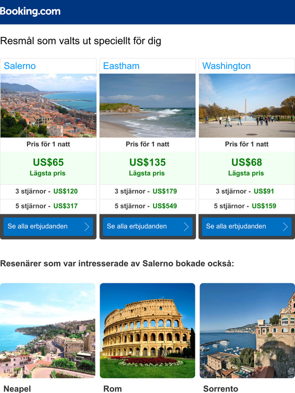 Salerno och Eastham: Nyheter gällande priser, information och annat