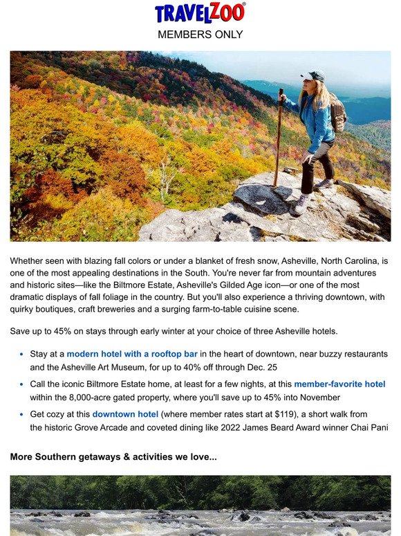 Experience fall foliage in Asheville & save up to 45%