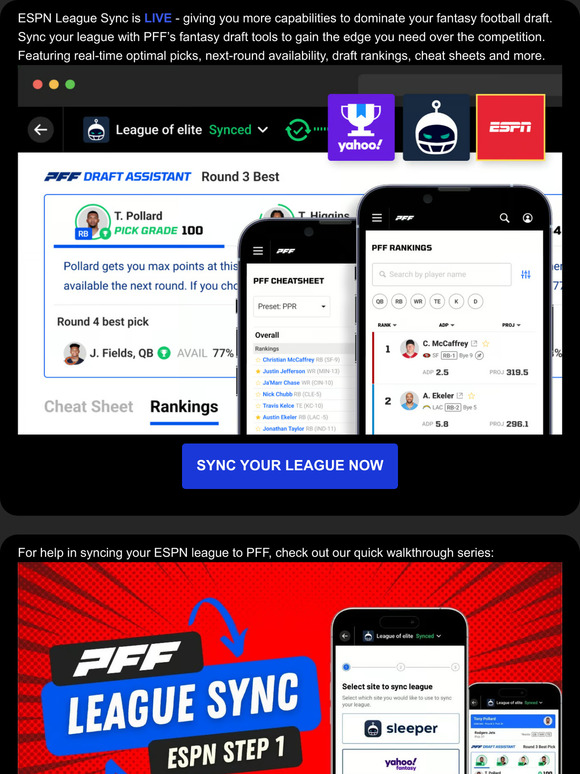 PFF ESPN Fantasy League Sync (Step 1: Download) 