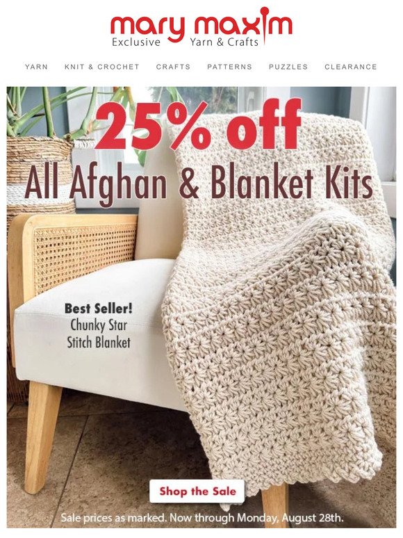 2 Days Only - 25% Off All Afghan Kits