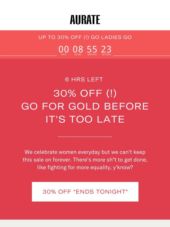 6 HRS LEFT FOR 30% OFF