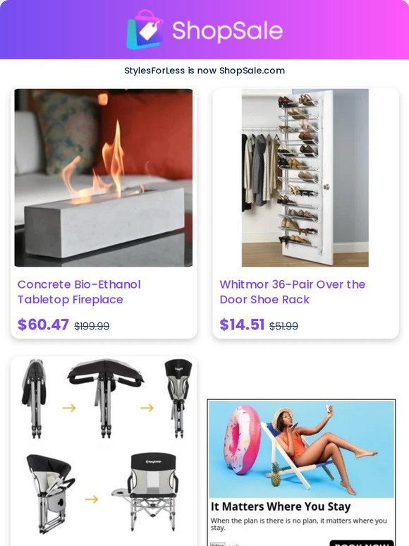 Styles For Less: Over Door Shoe Rack $14 | Tabletop Fireplace $60 ...