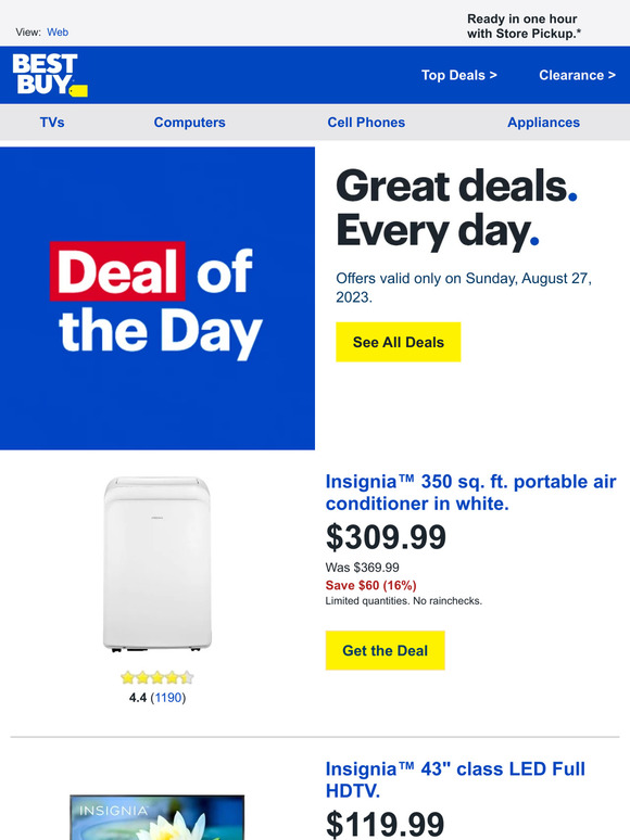 Best Buy Save 60 on Insignia 350 sq. ft. portable air conditioner