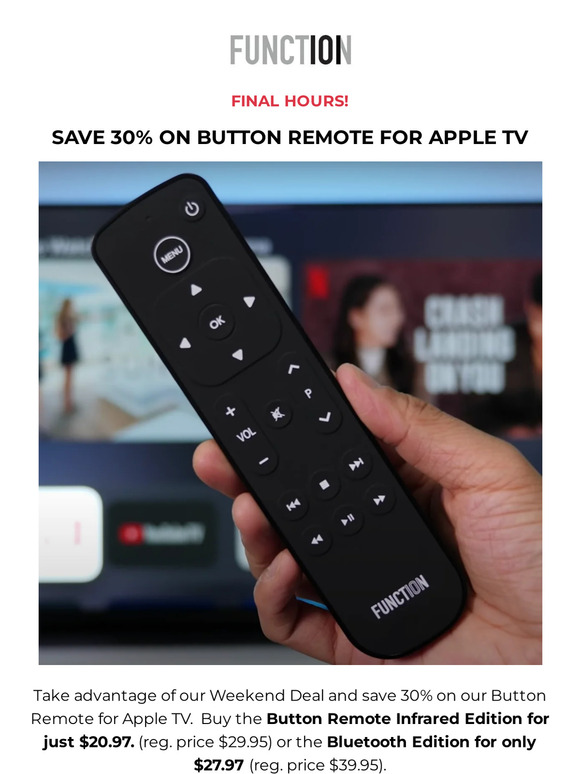 Last Call! Save 30% on the Button Remote for Apple TV