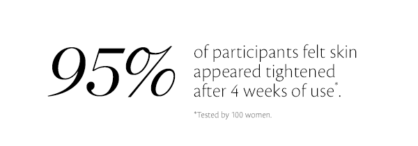 95% Of Participants Felt Skin Appeared Tightened After 4 Weeks Of Use*. | *Tested By 100 Women.