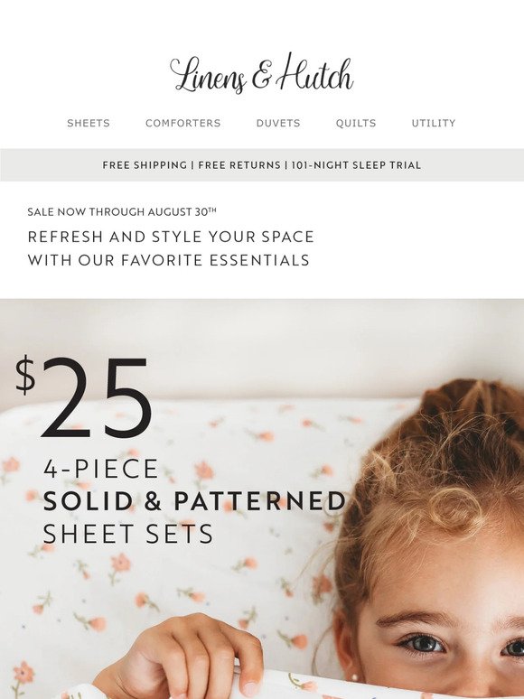 Save Big! $25 All 4-Piece Solid & Patterned Sheet Sets
