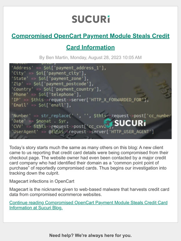 Compromised OpenCart Payment Module Steals Credit Card Information