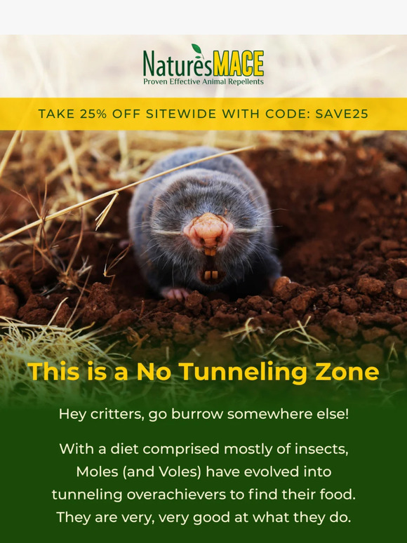 Nature's Mace Repel tunneling pests before it’s too late! Milled