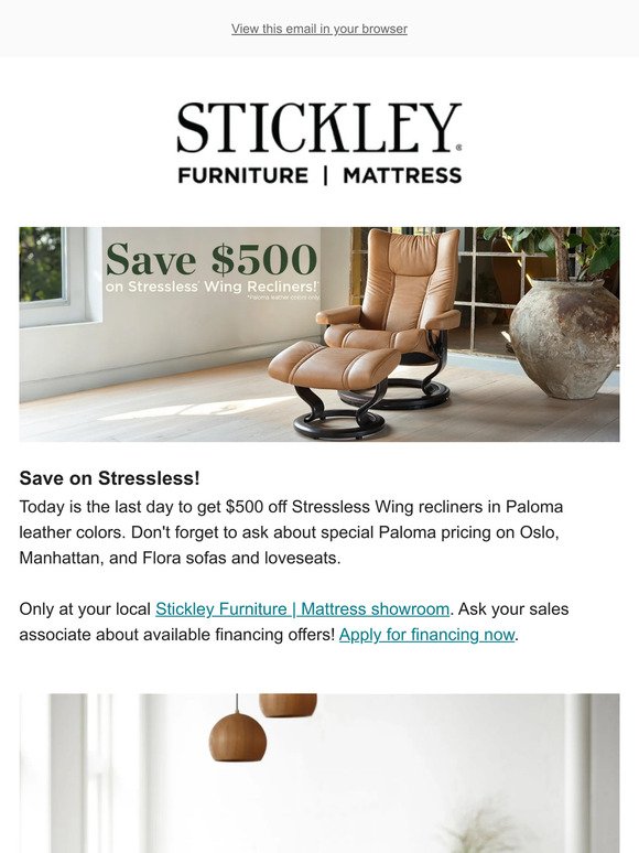 The Stressless Wing Sale ends today!