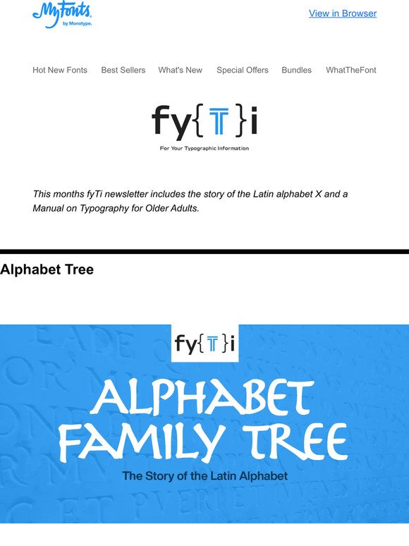 FYTI: The Alphabet Family Tree: The Letter X & The Manual: Typography for Older Adults