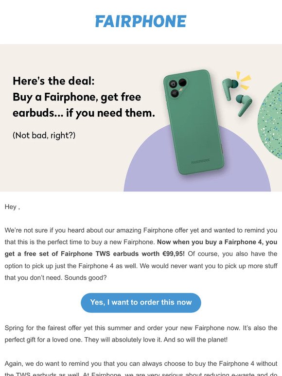 Buy a Fairphone 4 and get free earbuds!