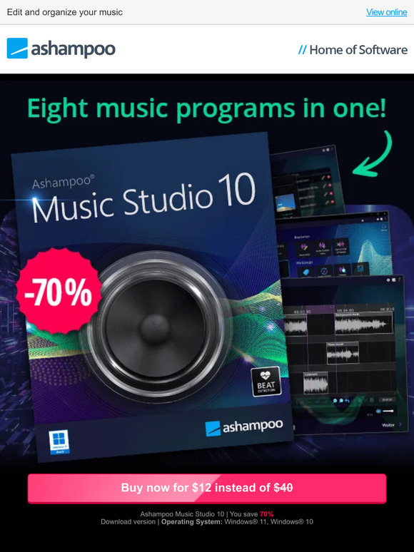 70% discount - Music software with eight comprehensive modules