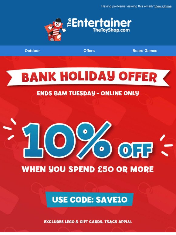 Hurry! 10% Off When You Spend £50 Ends Soon! ⏰