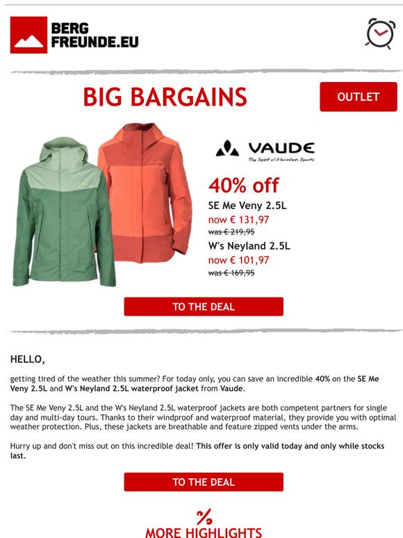 Bergfreunde.eu - Outdoor gear and clothing: Today only: 45% off