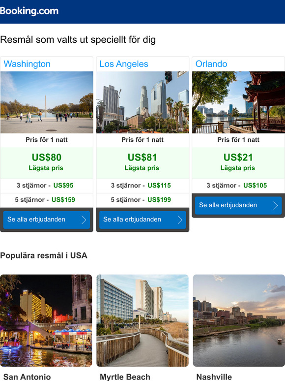Hitta de bästa priserna i Washington, Los Angeles och på andra ställen