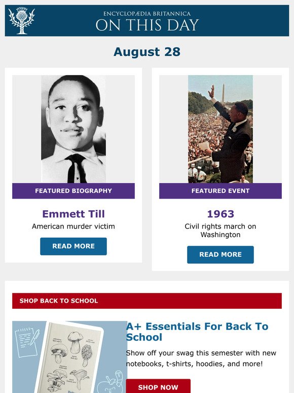 Civil rights march on Washington, Emmett Till is featured, and more from Britannica