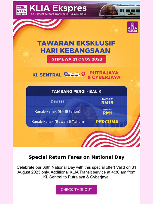 Special Fares For Hari Kebangsaan Malaysia