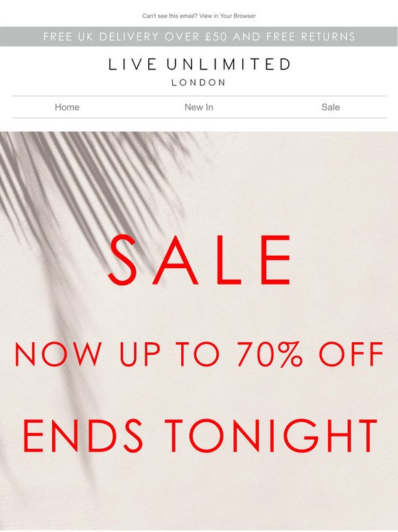 SALE ENDS TONIGHT | Shop up to 70% off