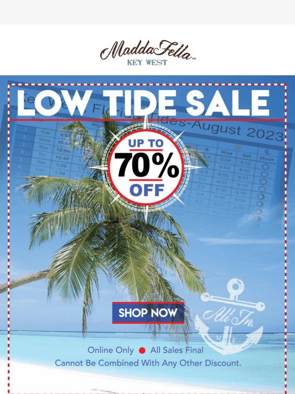 Low Tide Sale Ends Today! ⏰