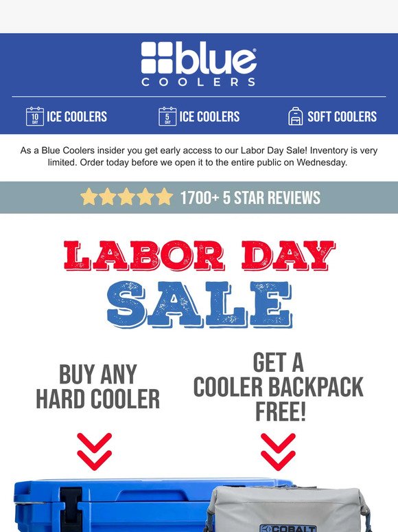 Early Access to our Labor Day Sale! Free Soft-sided cooler with hard cooler purchase