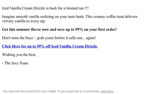 Back in stock: Iced Vanilla Cream Drizzle