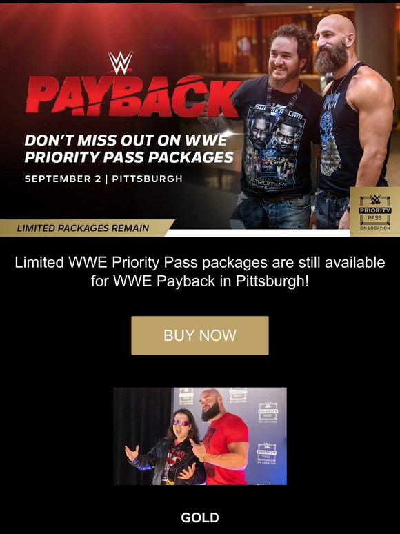 Last Chance! Secure Your WWE Payback Priority Pass