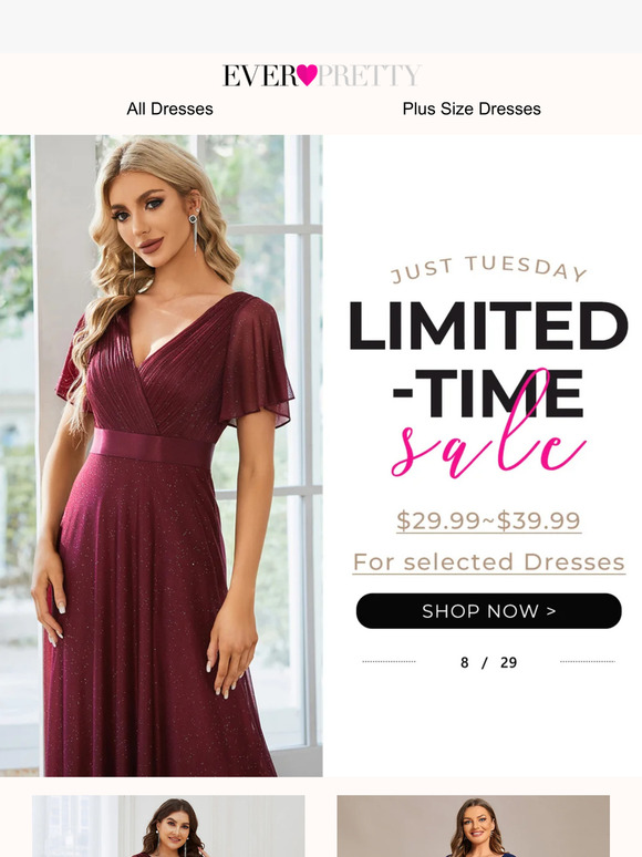 Just Tuesday:$29.99~$39.99 For Selected Dresses