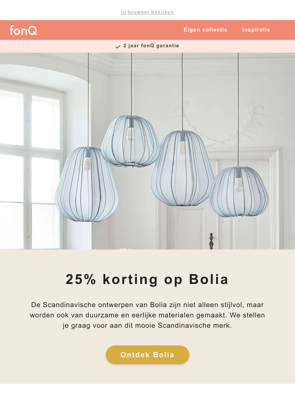 Nu 25% korting op Bolia