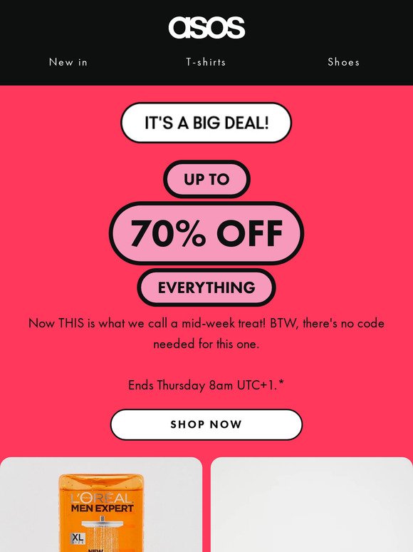 Up to 70% off everything 🤟