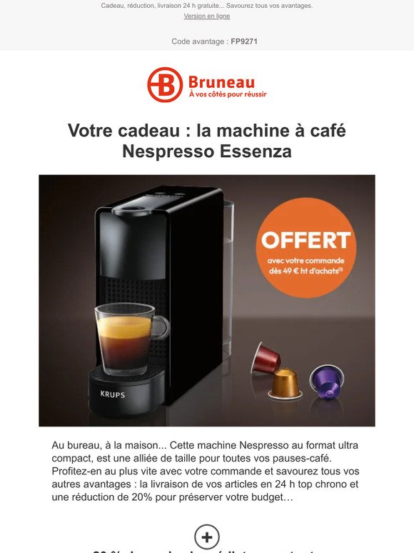La machine à café Nespresso Essenza offerte