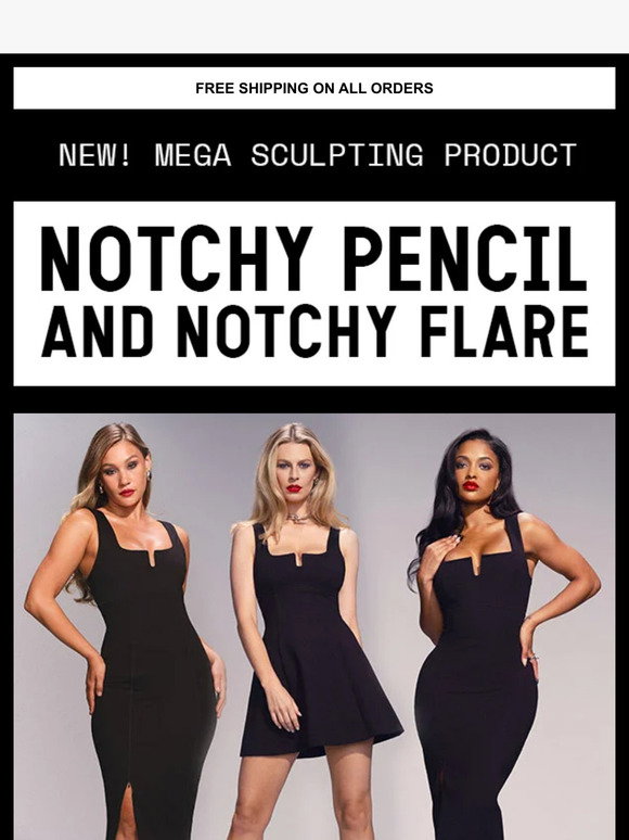 TA3 Mega Sculpting Suit notchy Pencil Dress - Black