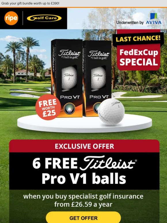Ends Midnight! Get 6 FREE Titleist Pro V1s