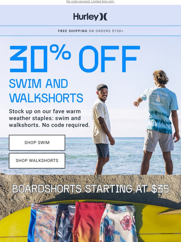 Swim and walkshorts = 30% off 😎